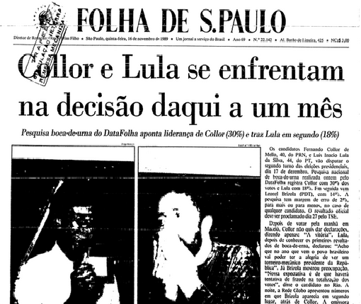 Collor e Lula se enfrentam no 2º turno