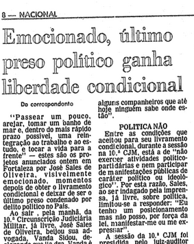 Último preso político é anistiado no Brasil 