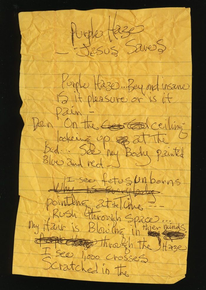 Jimi Hendrix escreve a letra de "Purple Haze"